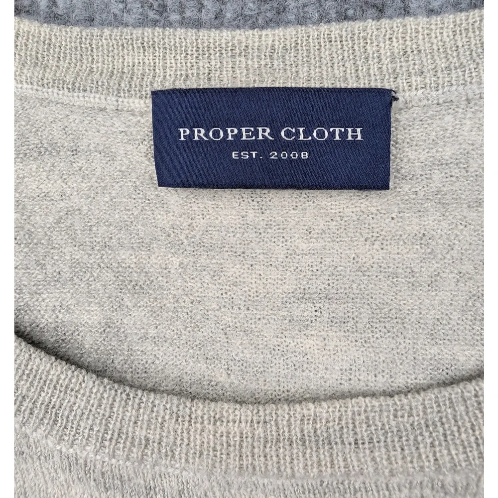 Proper Cloth Sweater Mens Large Silk Merino Wool Quiet Luxury Lightweight Gray